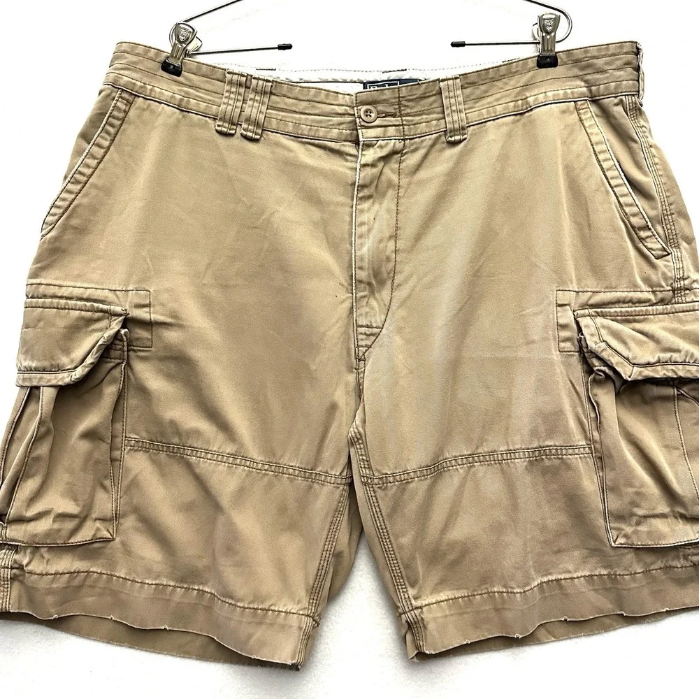 Vintage Polo Ralph Lauren 42 X 10 Khaki Baggy Cargo‎ Shorts Y2K 90s